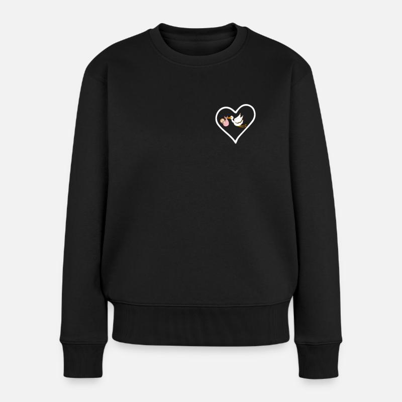 Der Storch kommt Ich bin Hebamme - Frauen Premium Bio Pullover - Schwarz