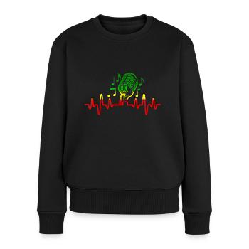 Heartbeat Reggae Music I love music notes - Women's Premium Organic Jumper - black - Front - Julia (174cm)