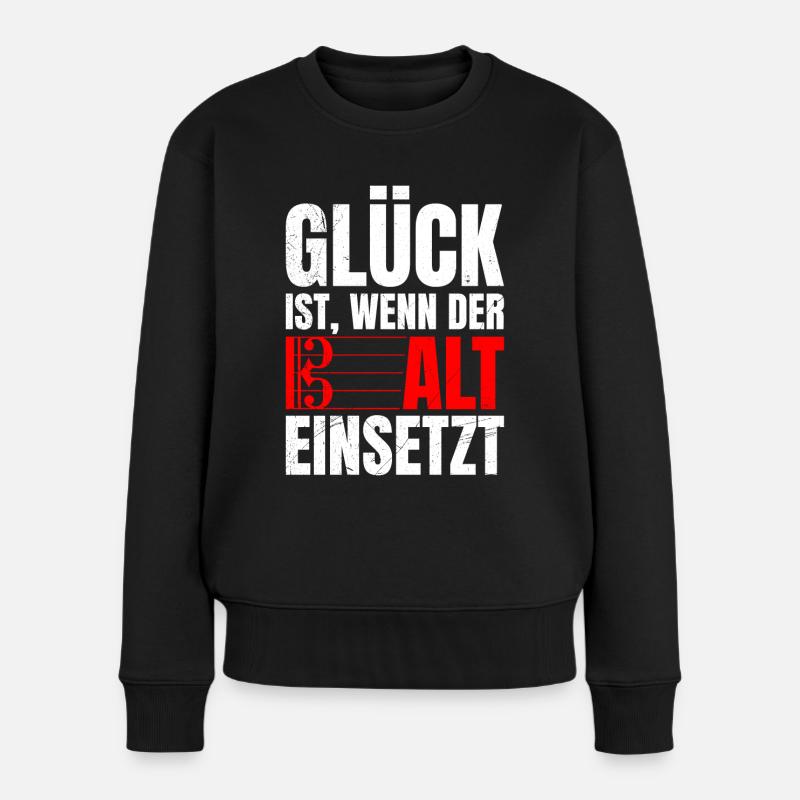 Glück ist wenn der Alt einsetzt Musik Noten - Frauen Premium Bio Pullover - Schwarz