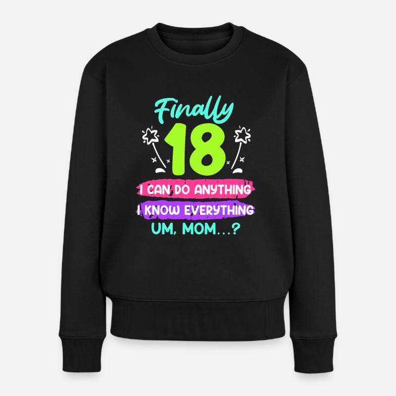 Endlich 18 Jahre 18. Geburtstag - Frauen Premium Bio Pullover - Schwarz