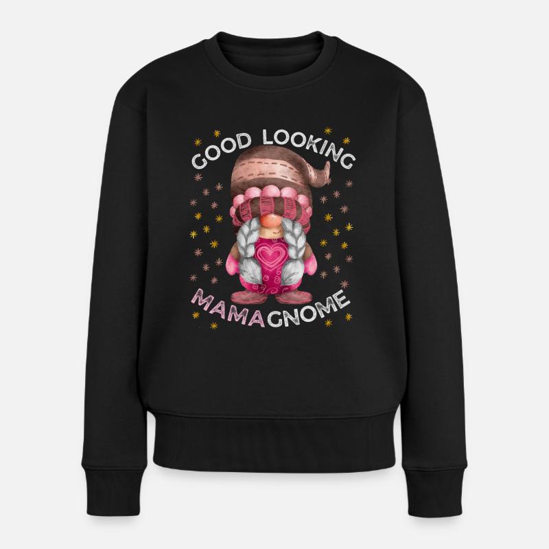 Mutter, Muttertag, Gnom-Zwerg lustiger Spruch Gnom - Frauen Premium Bio Pullover - Schwarz
