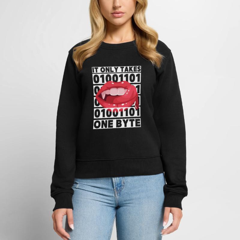 Bit Bytes Binäre Computernerd, Vampir, Spruch, Pun Frauen Premium Bio Pullover