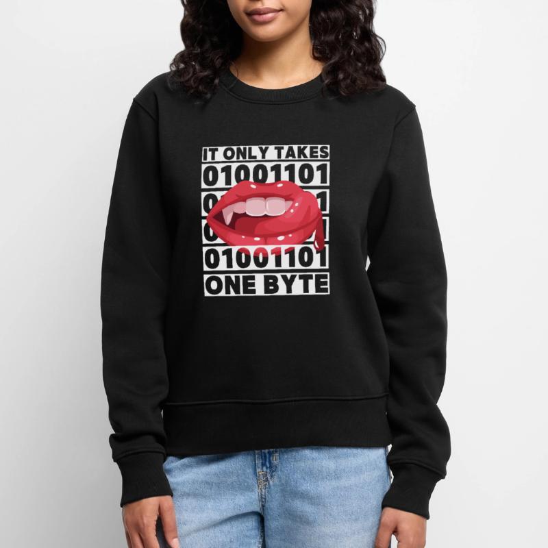 Bit Bytes Binäre Computernerd, Vampir, Spruch, Pun Frauen Premium Bio Pullover