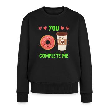 Café Love Donut Lovers Saint-Valentin - Pull Premium bio Femme - noir - Devant - Julia (174cm)