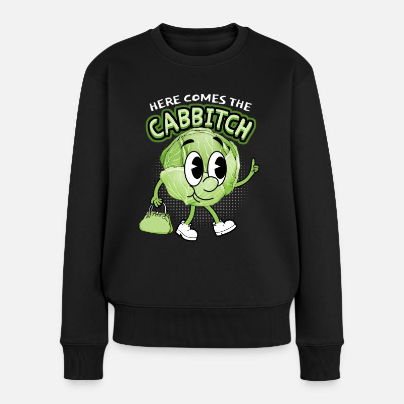 Kohl, lustiger Spruch, Manga Cabbitch Comic-Stil - Frauen Premium Bio Pullover - Schwarz