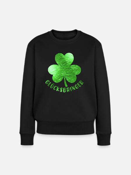 Glücksbringer Kleeblatt - Frauen Premium Bio Pullover - Schwarz