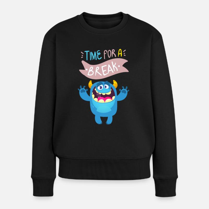 Lustiges-Monster Motivationsspruch Be-Happy Spruch - Frauen Premium Bio Pullover - Schwarz