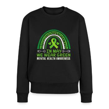 Mentale Gesundheit fördern Mental Health - Frauen Premium Bio Pullover - Schwarz - Vorne - Julia (174cm)