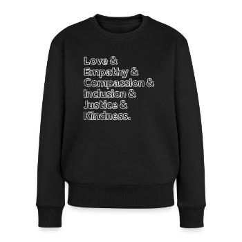 Inklusion Akzeptanz handicap Solidarität - Frauen Premium Bio Pullover - Schwarz - Vorne - Julia (174cm)