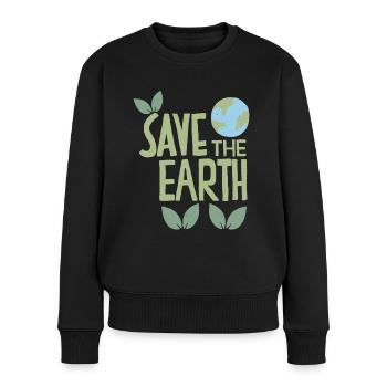 Save the Earth, Conception peinte à la main, Protection de l’environnement - Pull Premium bio Femme - noir - Devant - Julia (174cm)