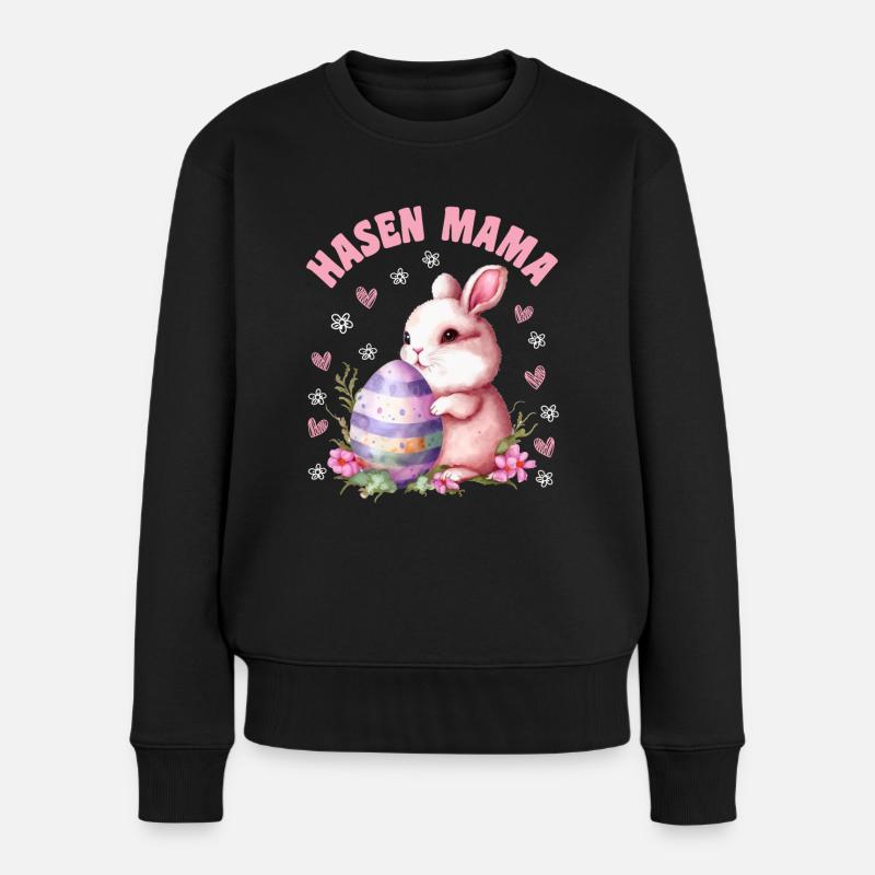 Hasen Mama Hase Osterhasen Osterfreunde Ostern - Frauen Premium Bio Pullover - Schwarz