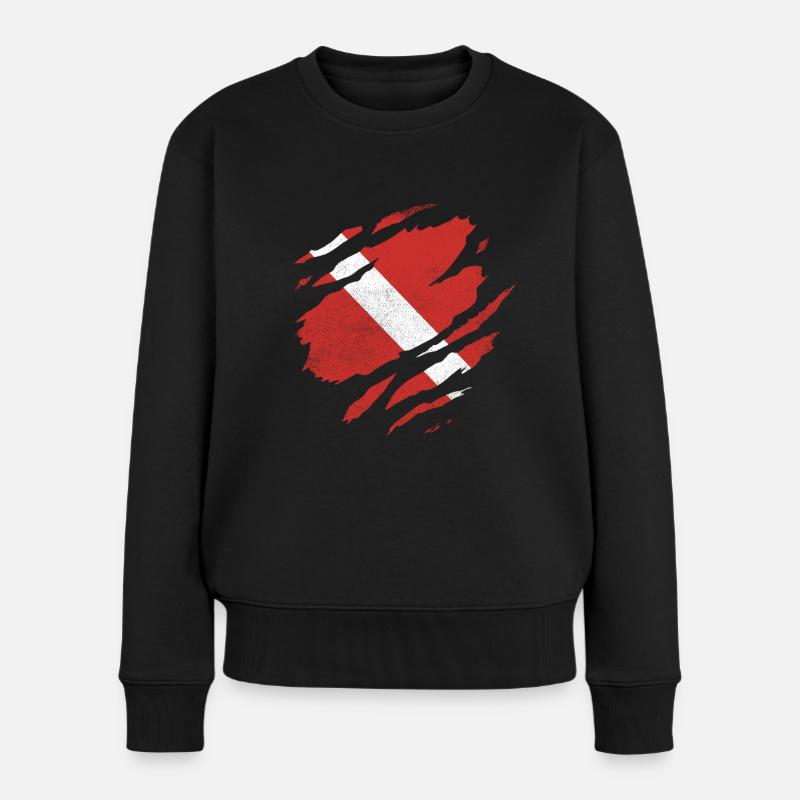 DRAPEAU DE PLONGÉE DRAPEAU DE PLONGÉE DRAPEAU DE PLONGÉE PLONGEUR - Pull Premium bio Femme - noir