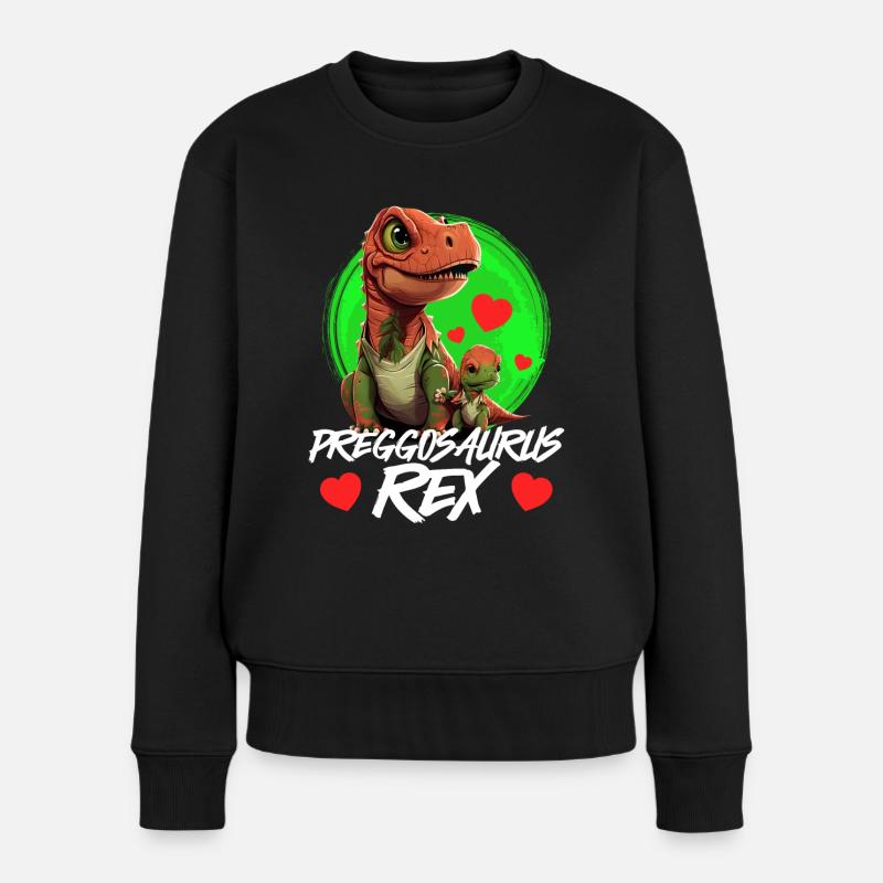 Schwangere Preggosaurus werdende Mütter Mamasaurus - Frauen Premium Bio Pullover - Schwarz