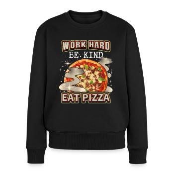 Lustiger Pizza-Spruch mit italienischer Pizza - Frauen Premium Bio Pullover - Schwarz - Vorne - Julia (174cm)