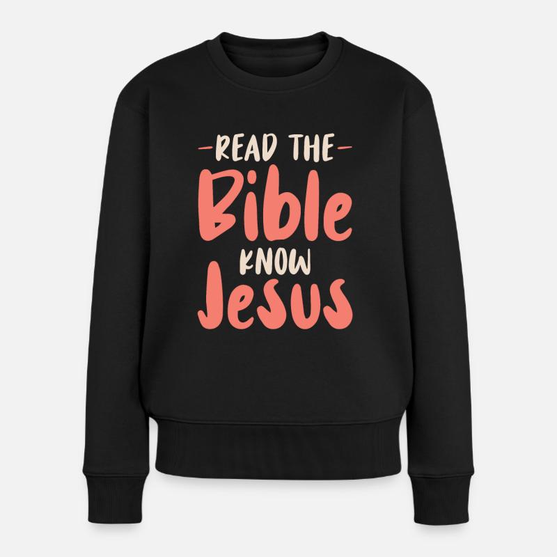 Die Bibel Lesen Christlicher Glaube Gott Jesus - Frauen Premium Bio Pullover - Schwarz