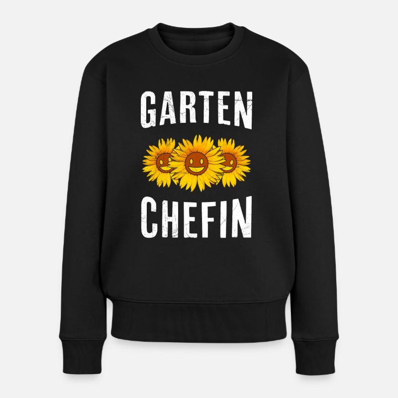 Garten Chefin Sonnenblumen Gartenfreundin Blumen - Frauen Premium Bio Pullover - Schwarz