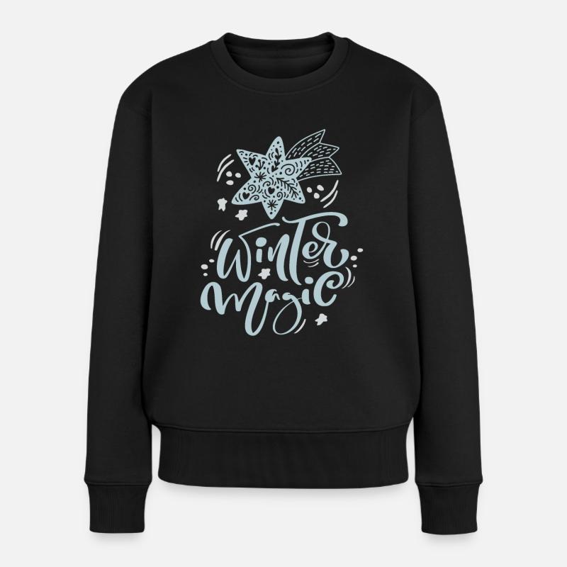 Winter Design, Winter Magic Winter Motiv mit Stern - Frauen Premium Bio Pullover - Schwarz