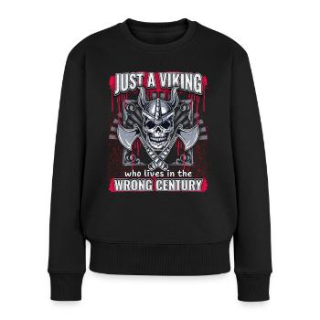 Guerrier viking, dicton drôle, style dessin animé - Pull Premium bio Femme - noir - Devant - Julia (174cm)