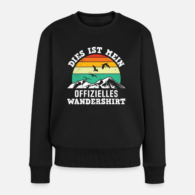 Mein offizielles Wandershirt Wanderer Berge - Frauen Premium Bio Pullover - Schwarz