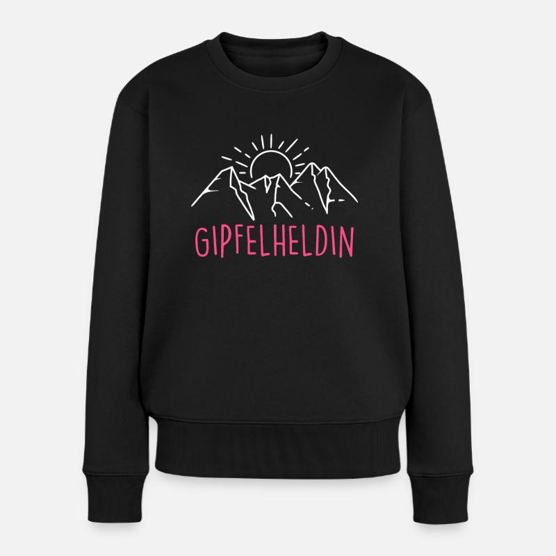 Gipfelhelden Mountain Girl Bergfan Wanderer Berge - Frauen Premium Bio Pullover - Schwarz