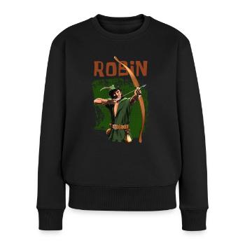 Robin Hood - Pfeil und Bogen - Geschenk - Frauen Premium Bio Pullover - Schwarz - Vorne - Julia (174cm)