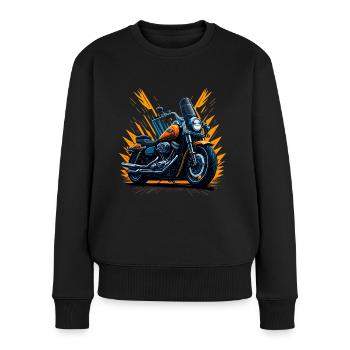 Klassisches Motorrad - Frauen Premium Bio Pullover - Schwarz - Vorne - Julia (174cm)
