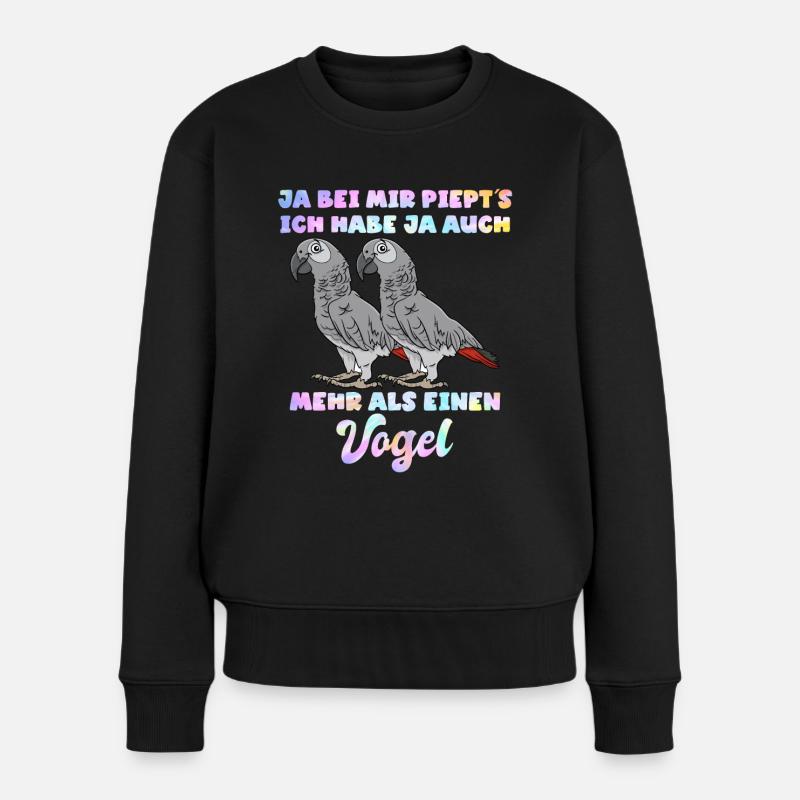Graupapageien Ja, bei mir piept´s Vogelliebhaber - Frauen Premium Bio Pullover - Schwarz