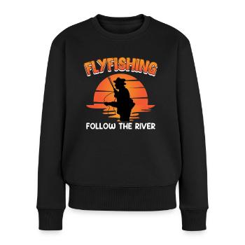 Pêche à la mouche Suivez les pêcheurs à la mouche de rivière - Pull Premium bio Femme - noir - Devant - Julia (174cm)