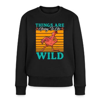 Flamingo Party Things are going to be Wild - Frauen Premium Bio Pullover - Schwarz - Vorne - Julia (174cm)