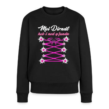 Mein Dirndl hob I ned Gfundn Bayerisches Shirt - Frauen Premium Bio Pullover - Schwarz - Vorne - Julia (174cm)