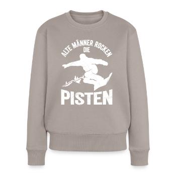 Snowboarder Alte Männer Rocken die Pisten Opa - Frauen Premium Bio Pullover - Taupe - Vorne - Julia (174cm)