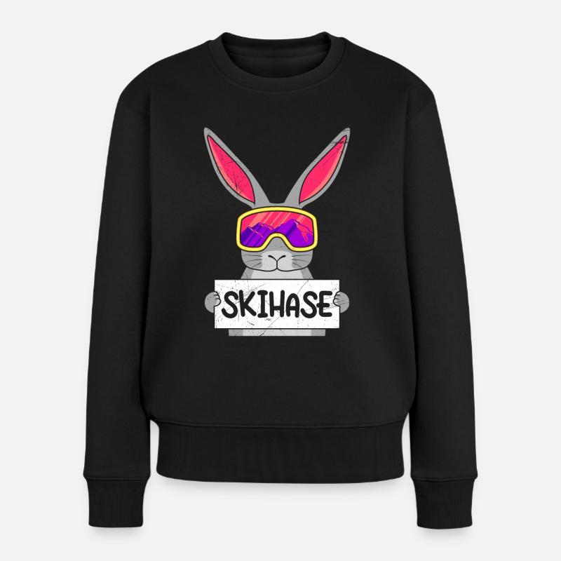 Schneehase Apres Party Skihasen Skihaserl - Frauen Premium Bio Pullover - Schwarz