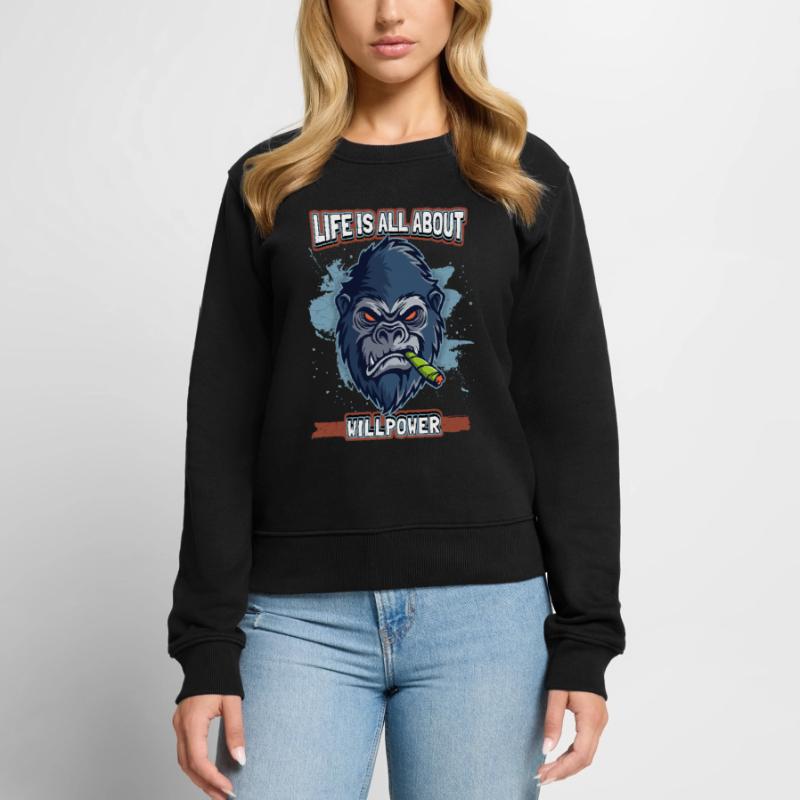 Funny Comic Gorilla Monkey with Joint, Monkey Saying Women's Premium Organic Jumper