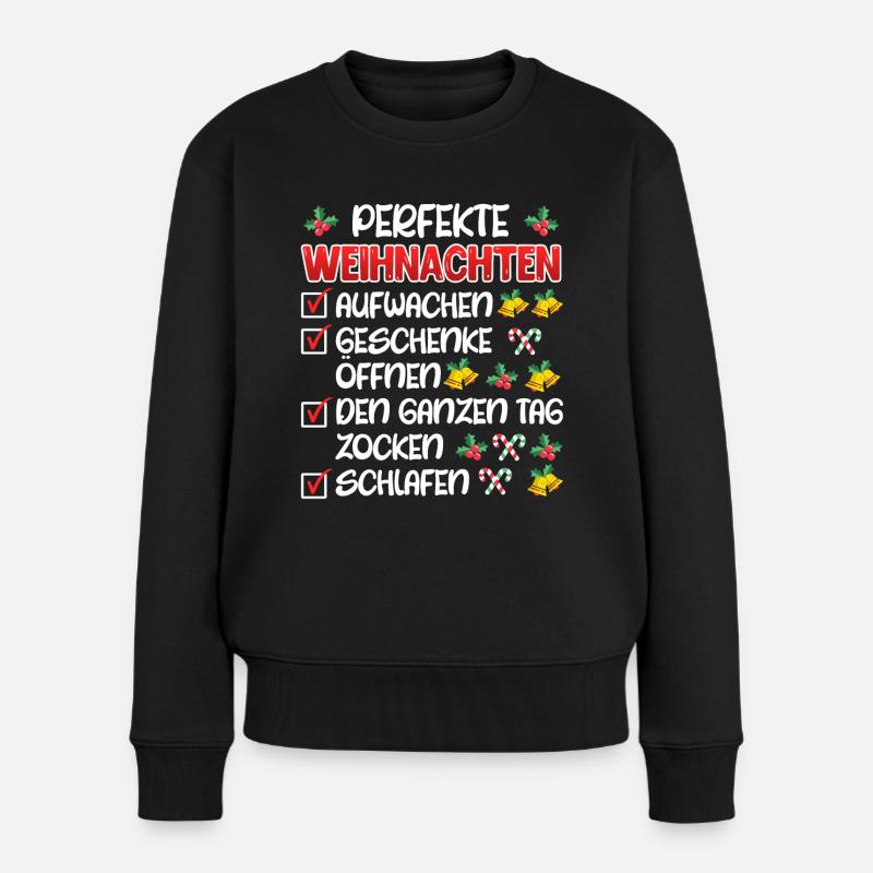 Gamer Perfekte Weihnachten Video Spiele Zocken - Frauen Premium Bio Pullover - Schwarz