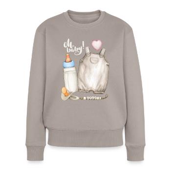 Barboteuses, biberon pour bébé, dire - Pull Premium bio Femme - taupe - Devant - Julia (174cm)