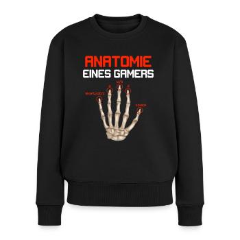 Anatomie eines Gamers Knochenhand Zocker Gaming - Frauen Premium Bio Pullover - Schwarz - Vorne - Julia (174cm)