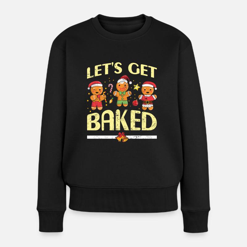 Lebkuchenmänner Let's get Baked Weihnachten - Frauen Premium Bio Pullover - Schwarz