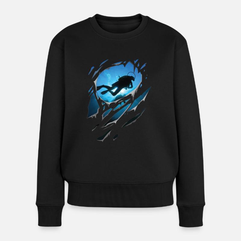 Fissures déchirées de cadeau de plongée - Pull Premium bio Femme - noir
