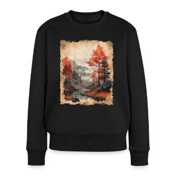 Classic Scenery Papyrus Scroll Onsen Japanese - Women's Premium Organic Jumper - black - Front - Julia (174cm)