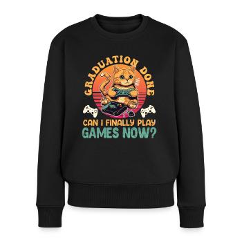 Abiturient Graduation Done Can I Play Games Now? - Frauen Premium Bio Pullover - Schwarz - Vorne - Julia (174cm)