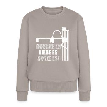 Impression 3D Fan Prints Aimez-le, utilisez-le ! - Pull Premium bio Femme - taupe - Devant - Julia (174cm)