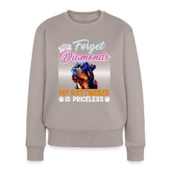 Rottweiler Woman FORGET DIAMONDS MY ROTTWEILER - Women's Premium Organic Jumper - taupe - Front - Julia (174cm)