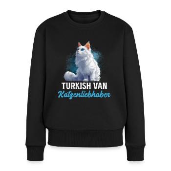 TURKISH VAN KATZENLIEBHABER Turkish Van - Frauen Premium Bio Pullover - Schwarz - Vorne - Julia (174cm)