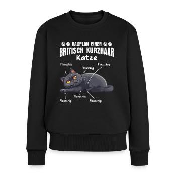 Britisch Kurzhaar BAUPLAN EINER BRITISCH KURZHAAR - Frauen Premium Bio Pullover - Schwarz - Vorne - Julia (174cm)