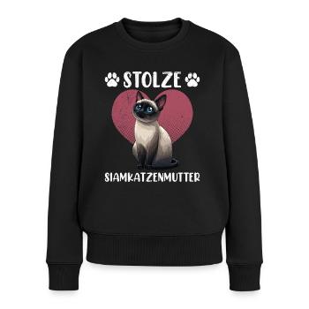 Siamkatzen STOLZE SIAMKATZENMUTTER Siam - Frauen Premium Bio Pullover - Schwarz - Vorne - Julia (174cm)