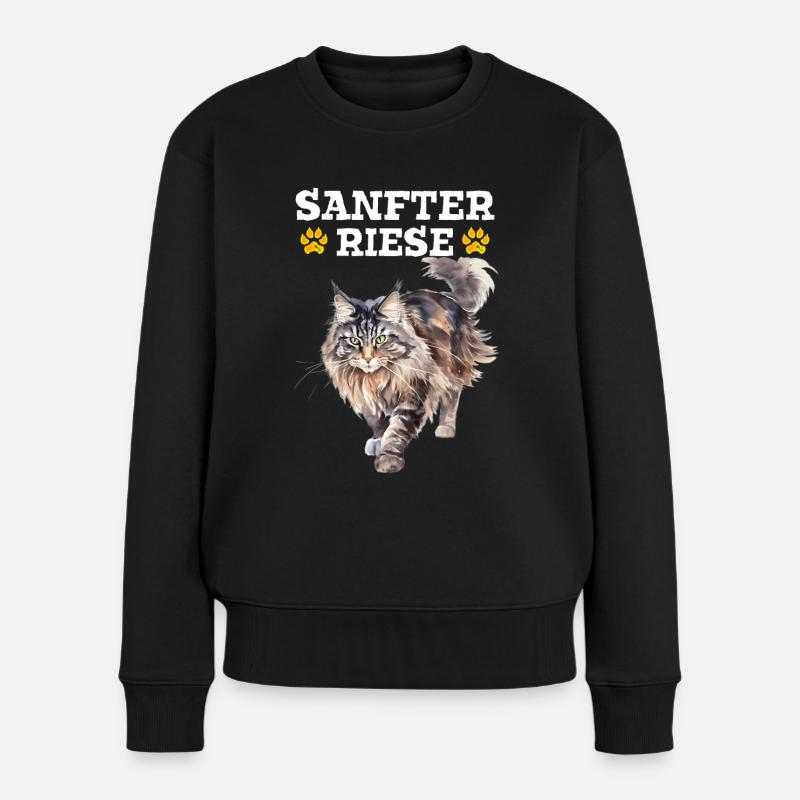 Maine Coon Katzenbesitzer SANFTER RIESE Lustiges - Frauen Premium Bio Pullover - Schwarz