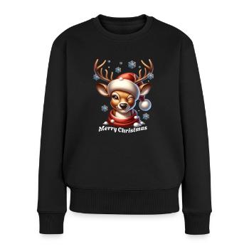 Merry Christmas Reindeer Geschenkidee - Rentier - Frauen Premium Bio Pullover - Schwarz - Vorne - Julia (174cm)