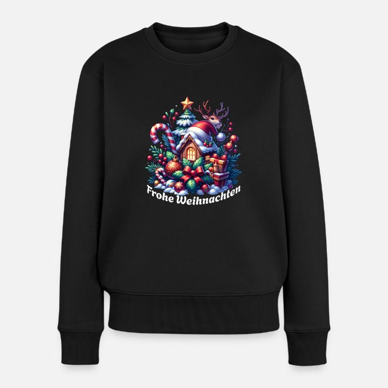 Frohe Weihnachten - Frauen Premium Bio Pullover - Schwarz