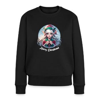 Merry Christmas Elfe Frohe Weihnachten - Frauen Premium Bio Pullover - Schwarz - Vorne - Julia (174cm)