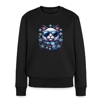 Noël chat flocons de neige Noël - Pull Premium bio Femme - noir - Devant - Julia (174cm)